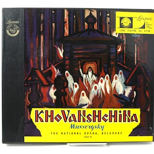Vintage Boxed LP Set, &quot;Khovanshchina&quot; by Mussorgsky - London Records XLLA-29, 1954 - Original Libretto in Russian with English Trans., VF