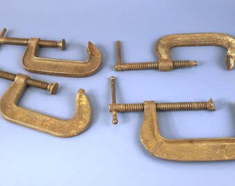 Vintage Cast Iron C Clamp Tools: Brink and Cotton B&C 145, Armstrong No. 404, Cincinnati Tool Co No. 44 and Cincinnati Tool Co No. 540-4