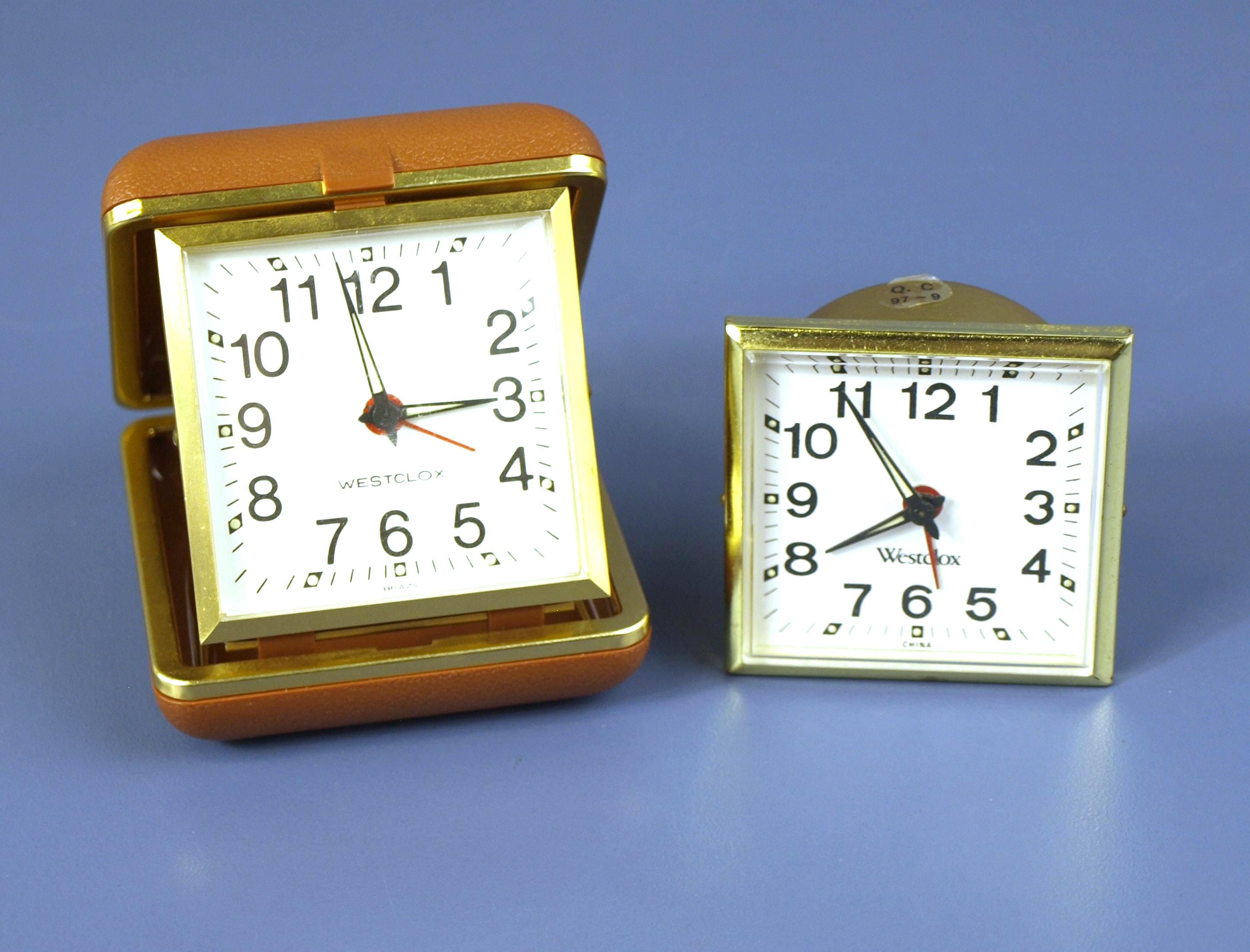 Vintage Westclox Mechanical Travel Alarm Clocks - Set of 2 - One
