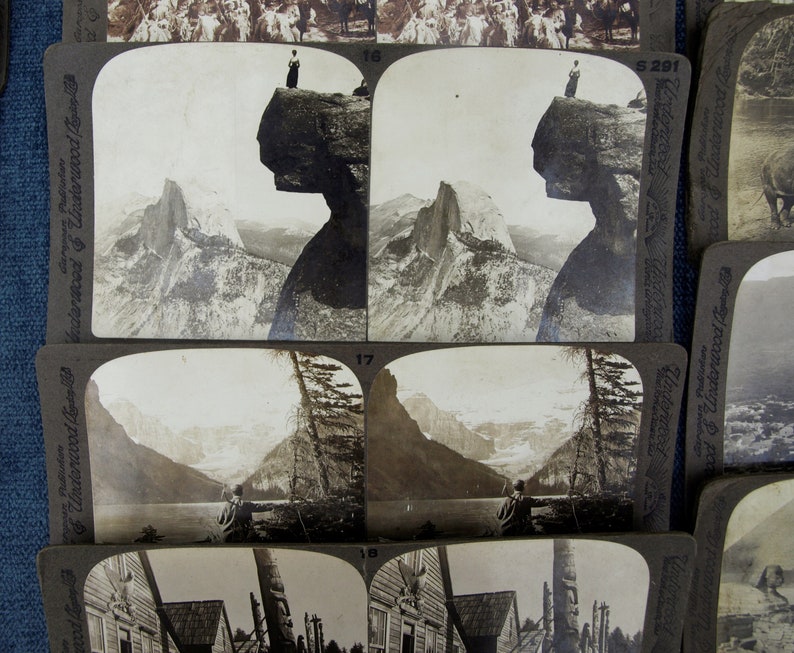 numbered 1-48 patd 1901 Antique Underwood /& Underwood Stereoscope with Complete 48 Travel Slides in Case