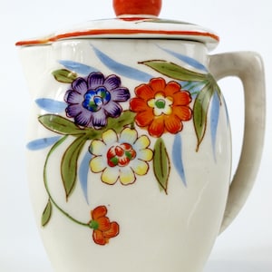 Vintage Hirode Japan Hand Painted Lidded Porcelain Ceramic Creamer with Floral Design – Painted Flowers