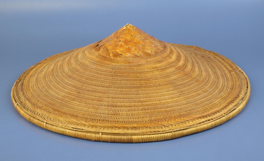 Vintage Asian Bamboo Conical Hat Used for Rice Paddy Farming and Other ...