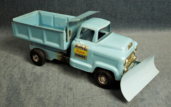 Vintage Buddy L Deluxe Hydraulic GMC Dump / Plow Truck Toy - Light