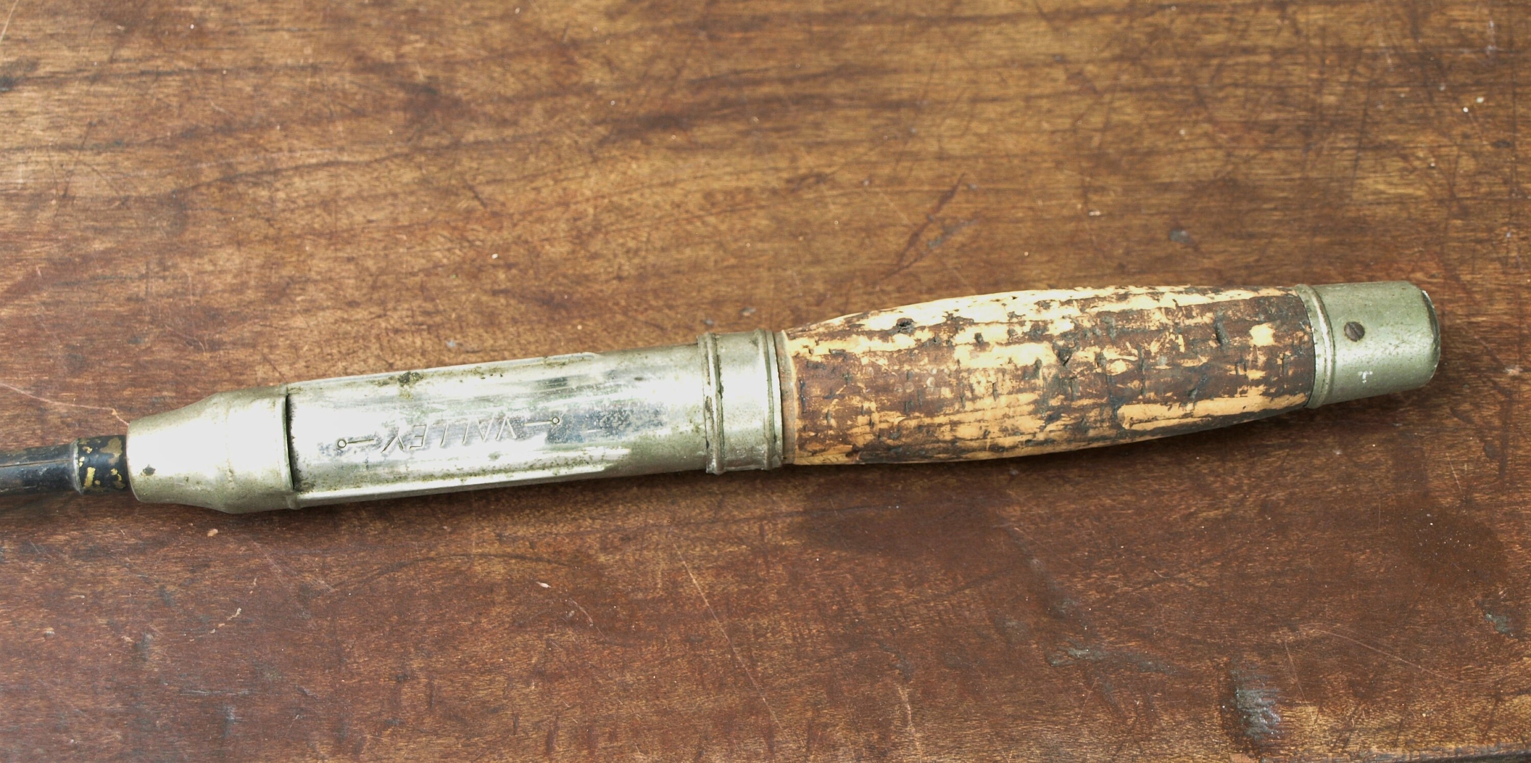 Vintage Valley Brand Steel Fishing Rod with Cork Handle - 68" long