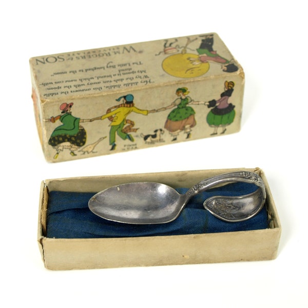 Vintage Wm Rogers & Sons Silverplate Baby Spoon in Original Box, Circa 1920's