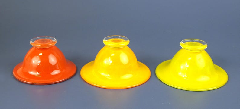 Vintage O&M Hoglund Studio Art Glass Footed Bright Colored Bowls in ...