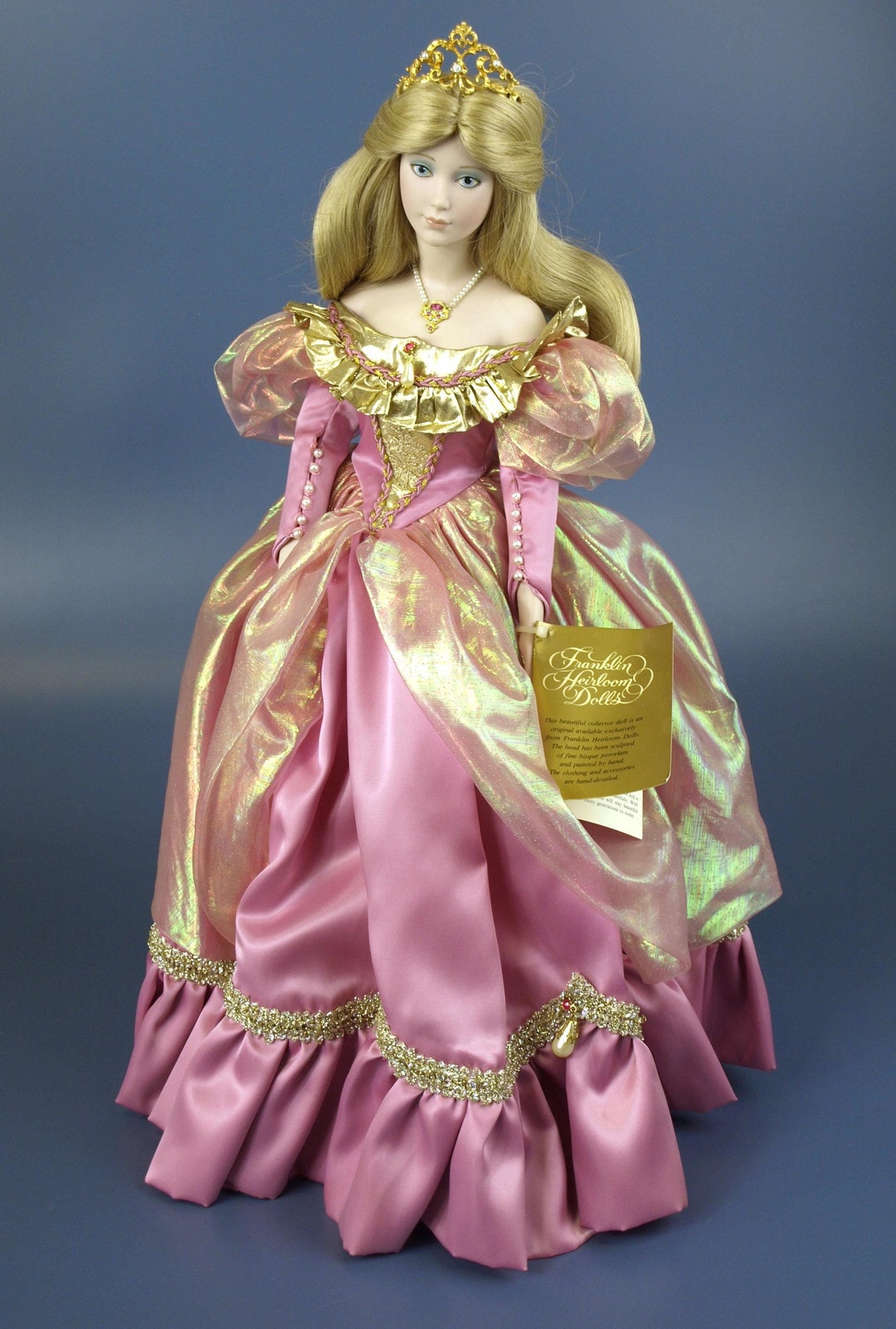 Vintage Franklin Heirloom Dolls Cinderella - Satin Pink Dress