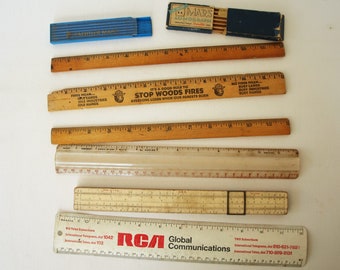 Vintage Drafting Rulers / Slide Ruler and Drawing Lead Cases