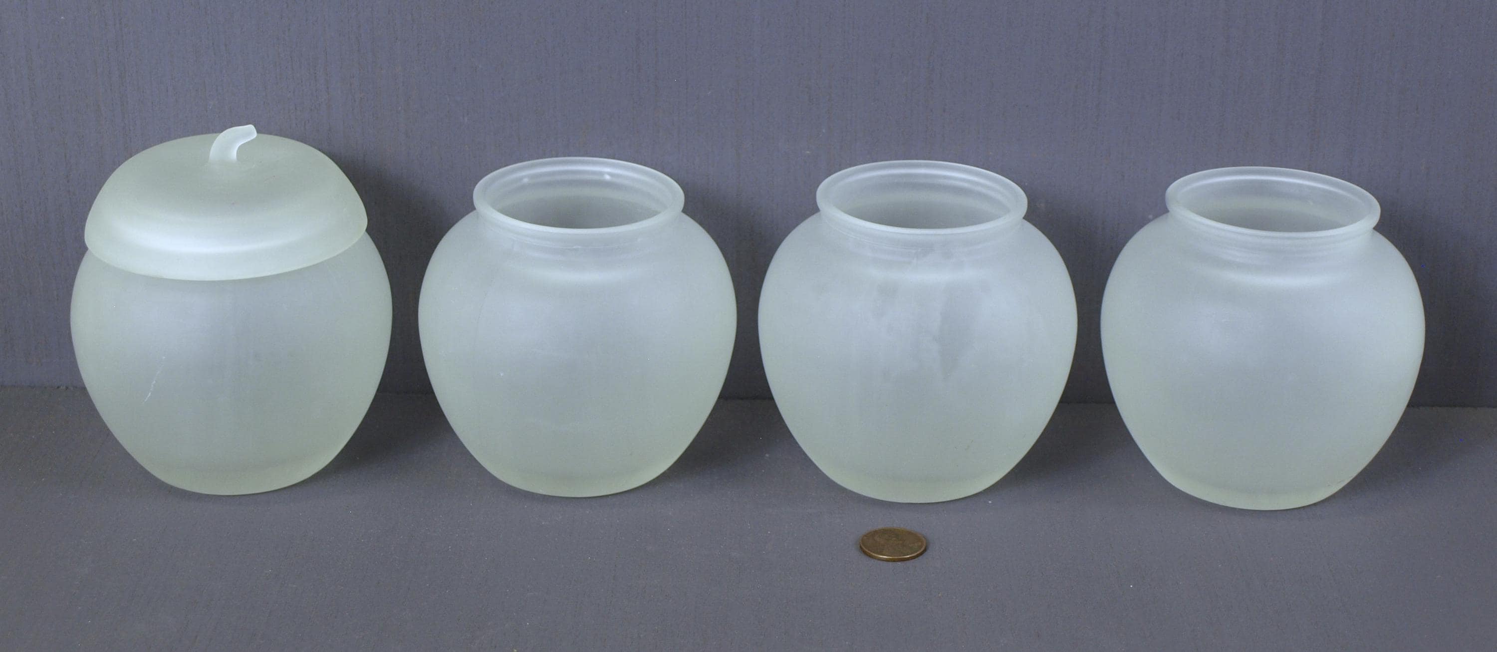 ヴィンテージ ヘーゼルアトラス フロストジャー 4個セット - 蓋付きは1