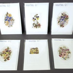 Cartes de correspondance vierges Language of Flowers fabriquées en Irlande avec des fleurs séchées faites à la main à Dublin - Lot de 6 avec enveloppes