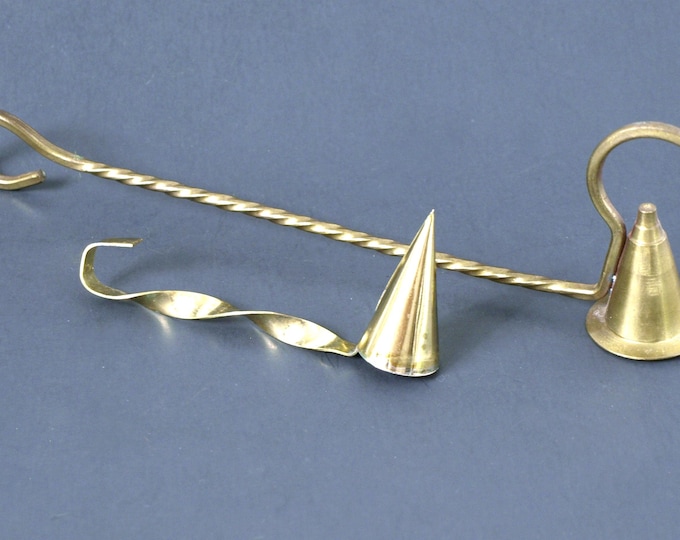 Vintage Pair of Brass Candle Snuffers, Large & Small - 2 Candle Snuffers Included - VG Condition