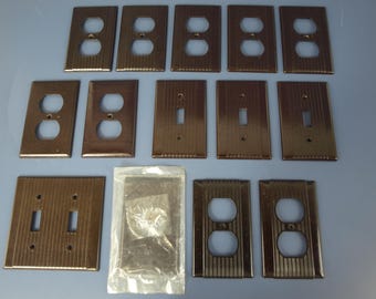 Vintage Leviton Dark Brown Bakelite Plastic Light Switch and Receptacle Wall Plate Covers