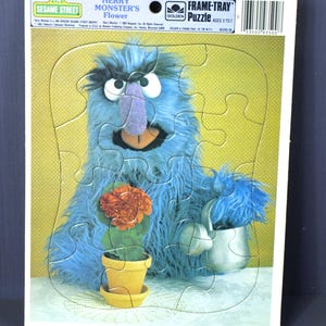 Vintage Sesame Street Henry Monster's Flower Frame Tray Puzzle 1983 Ages 3 to 7 Made in USA In Excellent Condition