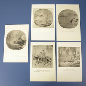 Cartões postais antigos da Exposição de Arte Chinesa no Museu de Belas Artes de Boston - Coleção de 5 cartões postais - Data desconhecida - Condição VG