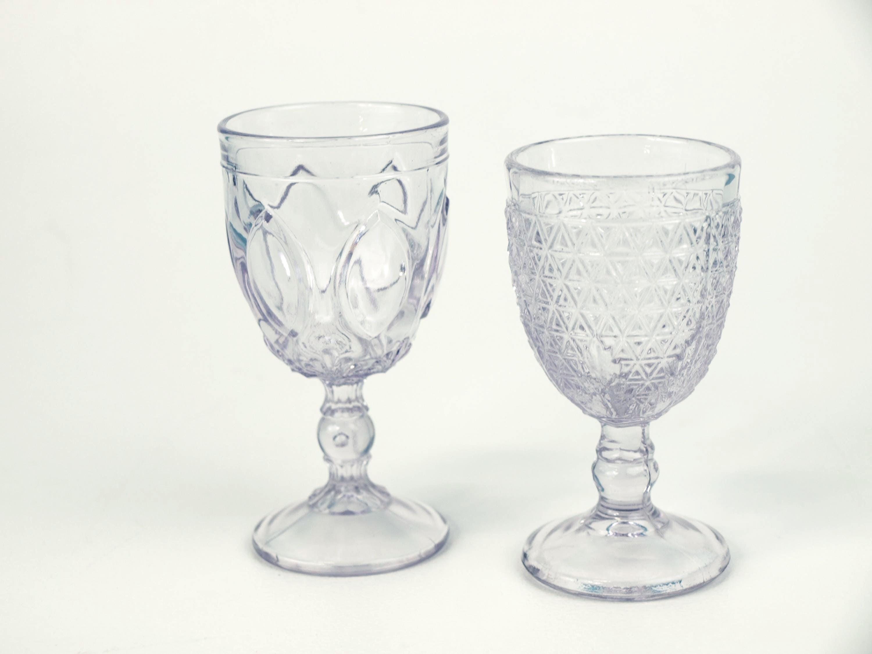 Antique 1800s EAPG Wine Glasses: US Glass Almond Clear and Windsor