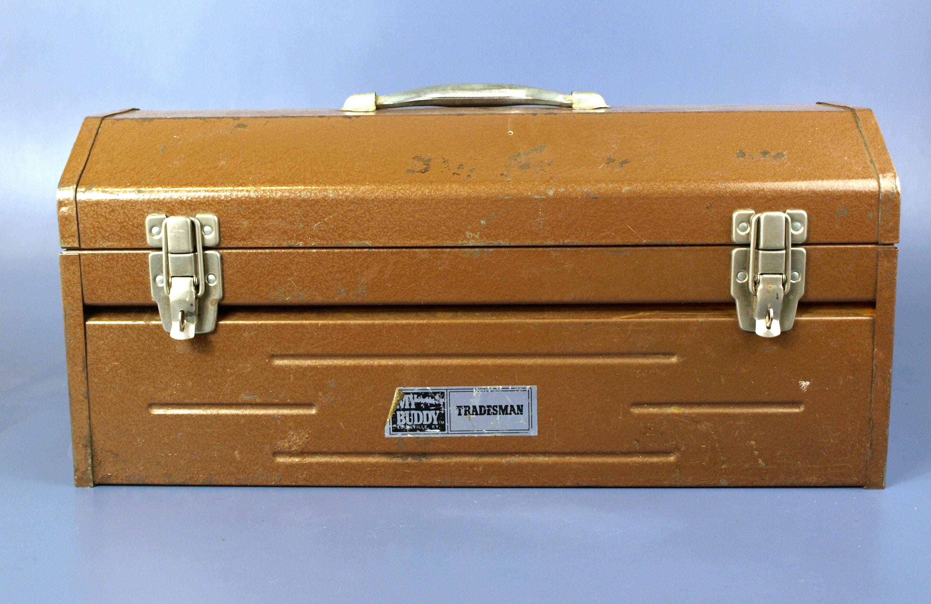 Vintage My Buddy Tradesman Pressed Steel Latching Tool Box With