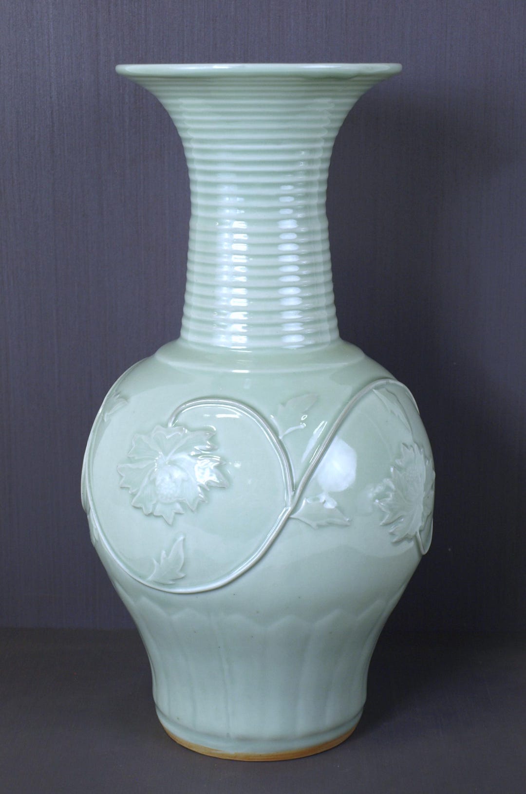 中国セラドン - Chinese Celadon Antique Chinese Celadon Porcelain Vase Three Abundances