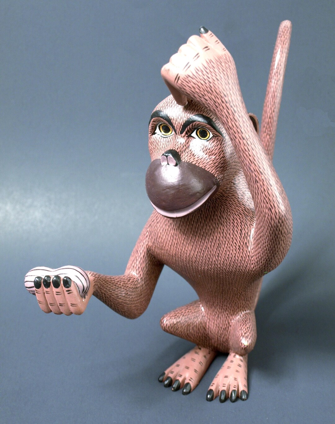 Vintage Hand Painted Oaxacan Monkey Carving - Alebrije Mexican