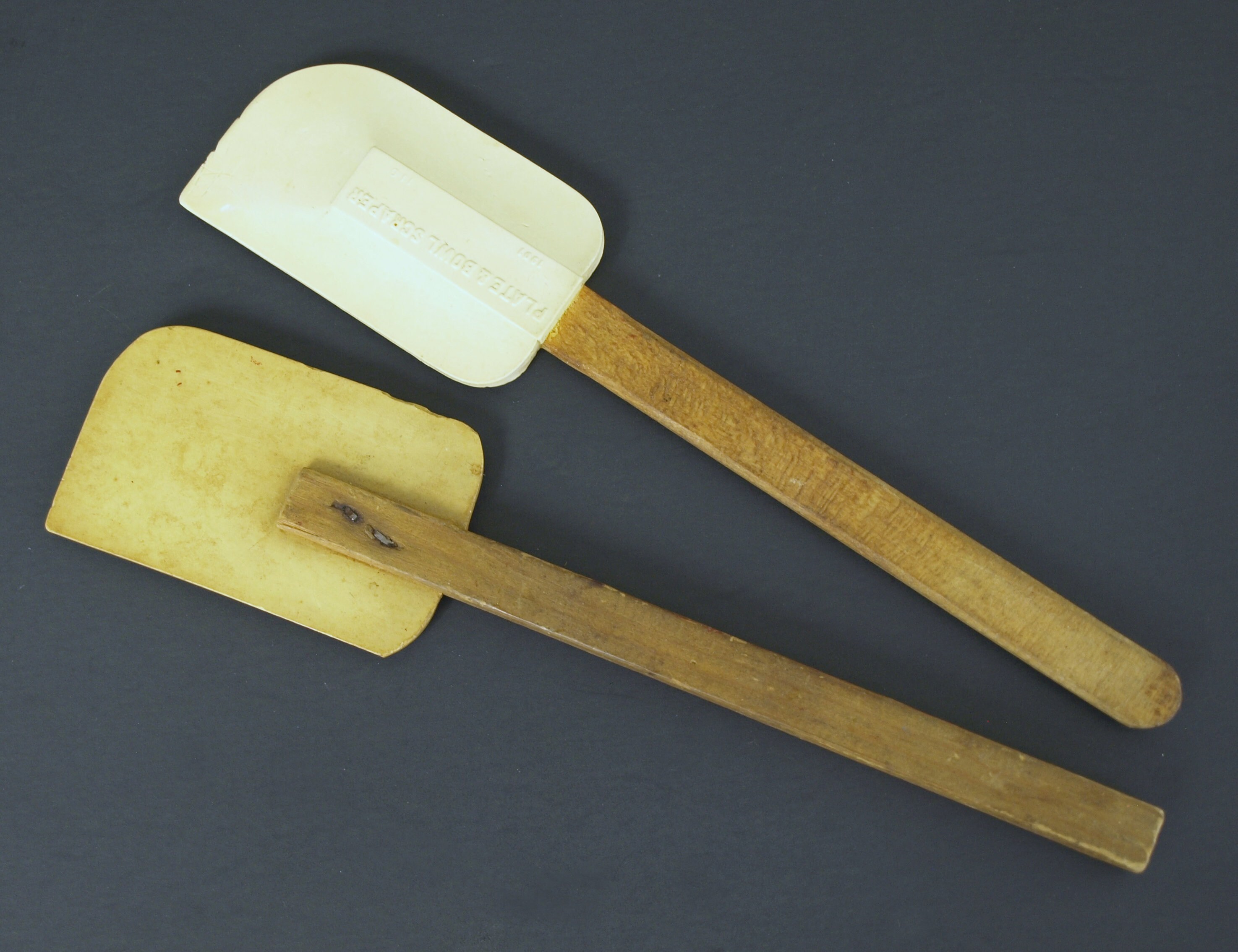 Vintage Pair of Rubber Spatulas 2 Spatulas With Wooden Handles