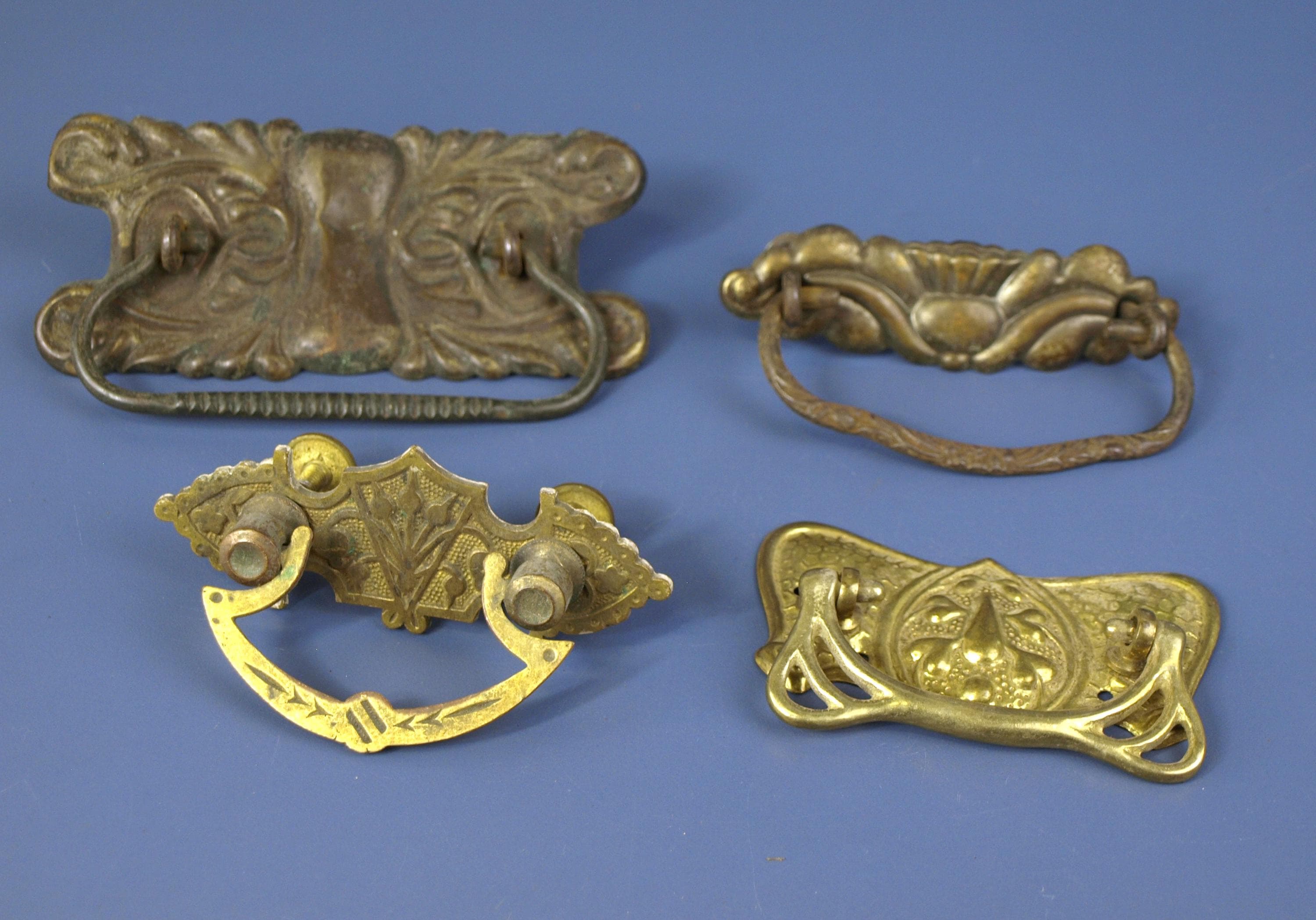 Antique Victorian and Art Nouveau Ornate Brass & Pressed Metal Drawer Pulls Reclaimed Hardware - Sold Separately