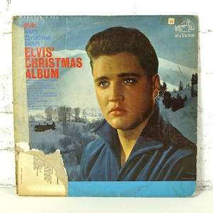 Elvis Presley - Elvis&#39; Christmas Album Vinyl Record RCA Victor Double Sided circa 1951 - Long Play (LP) - Good Condition Poor Cover