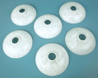 Vintage Murano Style Marbled Glass Chandelier Discs,  Set of 6  6.5” Hand Blown Cased Glass Saucer Shades | MCM Bobeches, 1 3/8” E26 Fitter