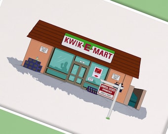 A4/A5 Simpsons Print - Kwik-E-Mart - Unreal Estate