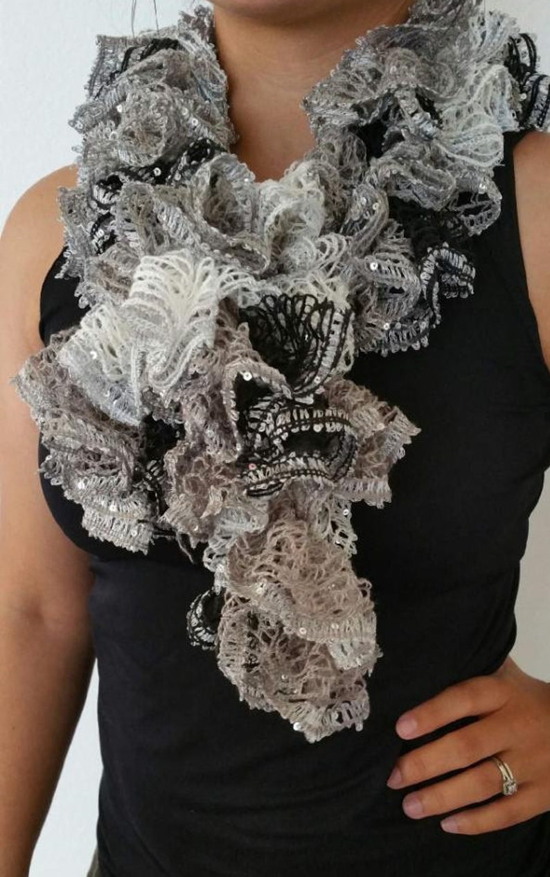 Handmade Midnight Blue Sashay Scarf // Frilly Scarf // Gift Etsy