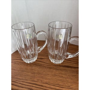 Pair Mikasa Park Lane Crystal 7&quot; Beer Steins Large Mugs - Heavy!