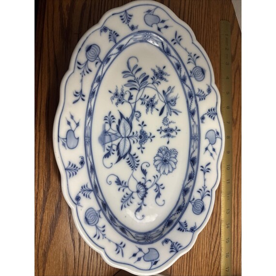 マイセン ブルーオニオン 磁器 14インチ サービングプラッター。ドイツ