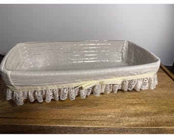 Longaberger 1993 Brot Korb w / Lace Liner & Beschützer