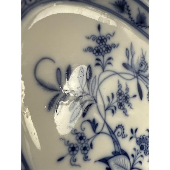 マイセン ブルーオニオン 磁器 14インチ サービングプラッター。ドイツ