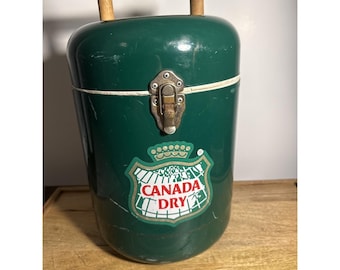 Vintage Canada Dry Cooler 9"x16" Green Metal Portable Tailgate Ice Chest