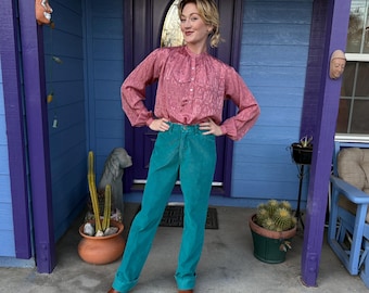 Vintage Petrol 80er Jahre Wrangler Bootcut Cord Hose Größe 24