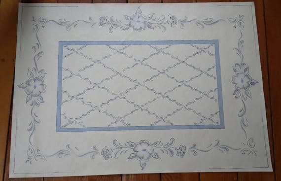 Floor Cloth Painted Floor Cloth Floor Cloth Rug Canvas Etsy