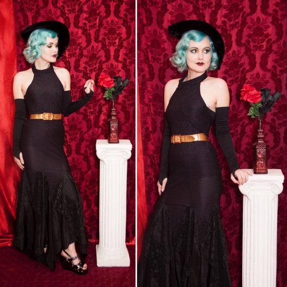 1980s Ursula Sea Witch Mermaid Black Dress | Size