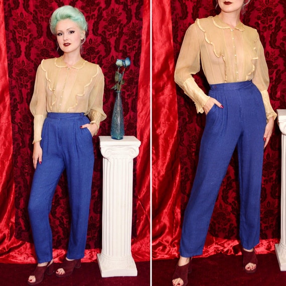 80's does 50's Style Electric Blue High Waisted Pl