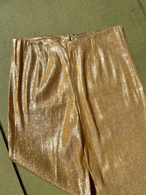 1950s Metallic Gold Lamé Lurex Pants | 60s Rockab… - image 2