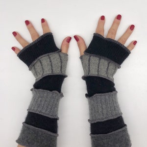 Arm warmers made from recycled sweaters