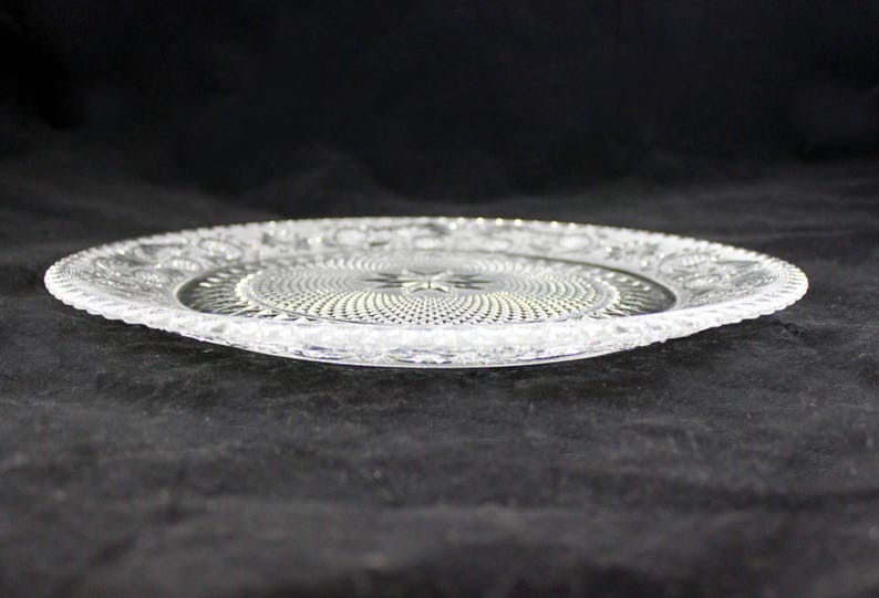 Vintage from 1920s Crimped Edge Duncan Miller Torte Plate Clear Sandwich Pattern