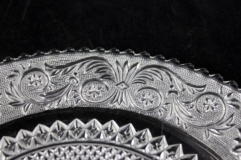 Vintage from 1920s Crimped Edge Duncan Miller Torte Plate Clear Sandwich Pattern