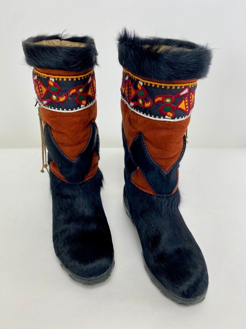 Tecnica Après Ski Fur and Leather Winter Boots vintage 1990s Etsy