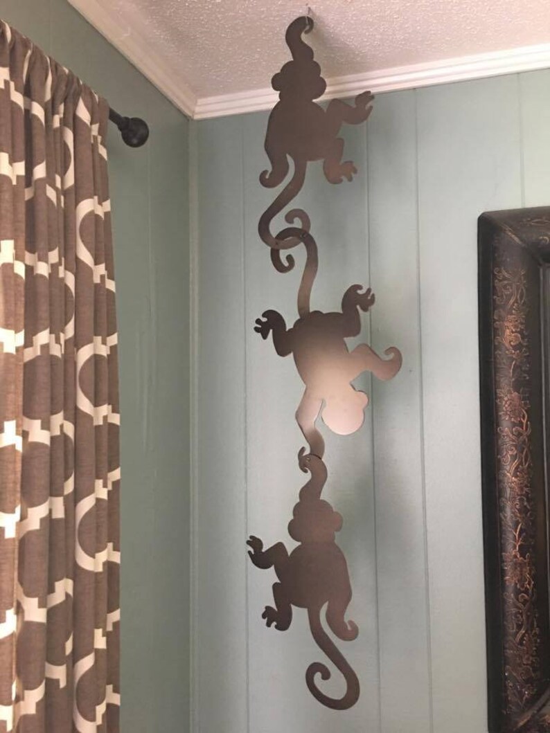 Hanging Monkeys Monkey Decor Metal Wall Art Home Decor Etsy