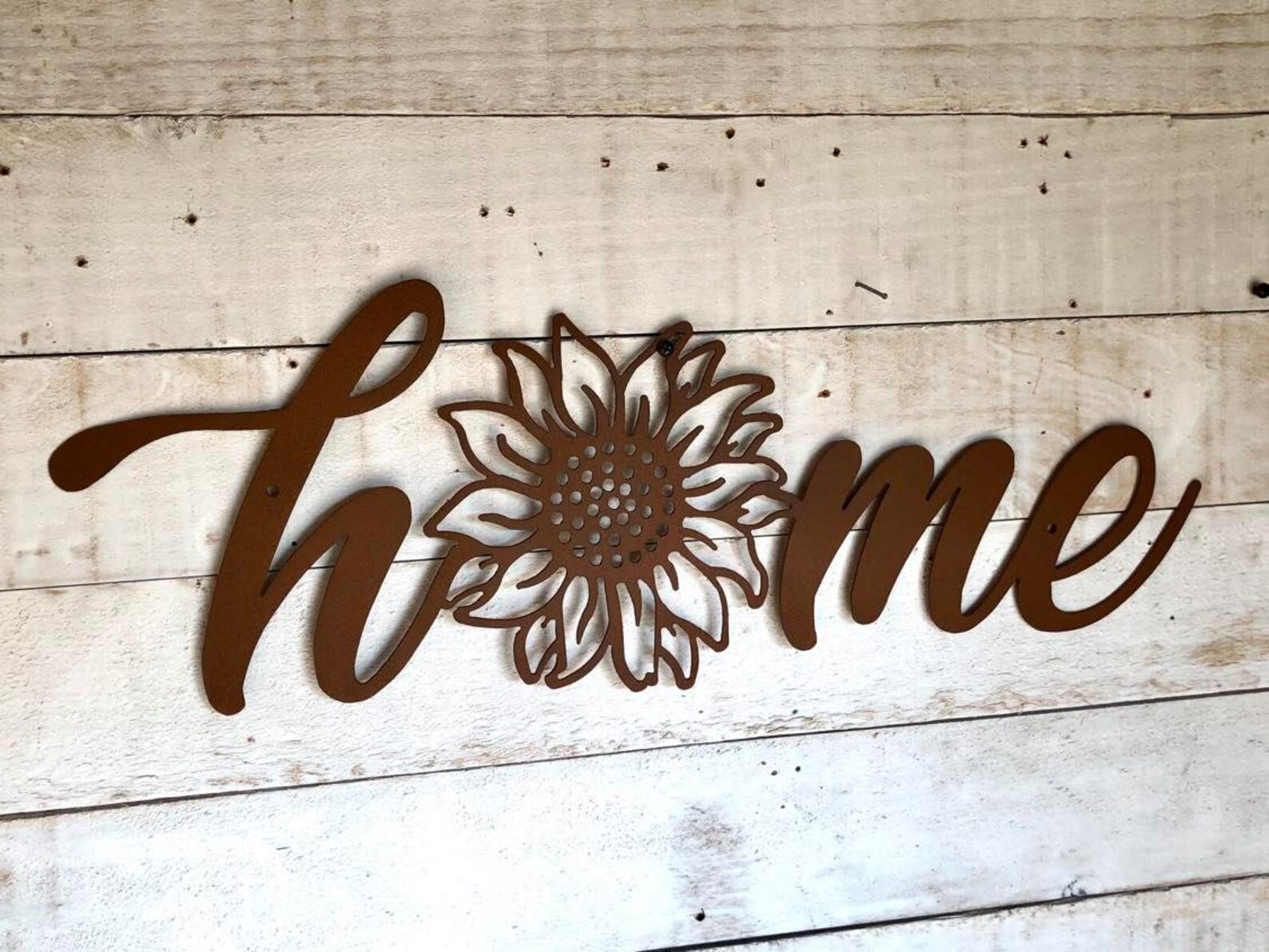 Home Sunflower Sign Rustic Word Art Housewarming Gift Etsy