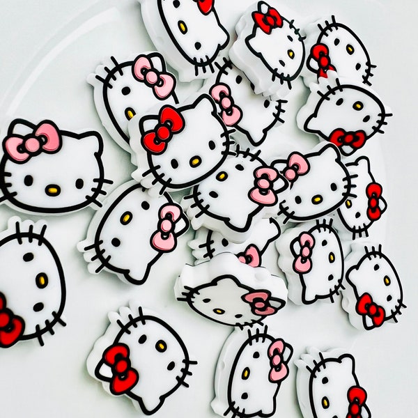HK focal beads, cute focals, bulk beads, silicone beads, silicone focal beads for jewelry, focal beads for pens, focals, Hello Kitty