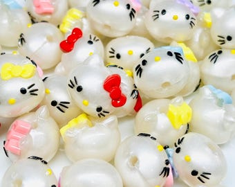 19mm 3D Hello Kitty focal beads, cute focals, bulk beads, silicone beads, silicone focal beads for jewelry, beads for pens, badge reel bead
