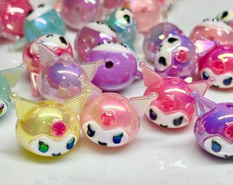 25mm Kuromi Focal Beads, Silicone Focal Bead, Focal Beads for pens, Focals, Kawaii Focals, Focals for jewelry making, Lanyard Beads