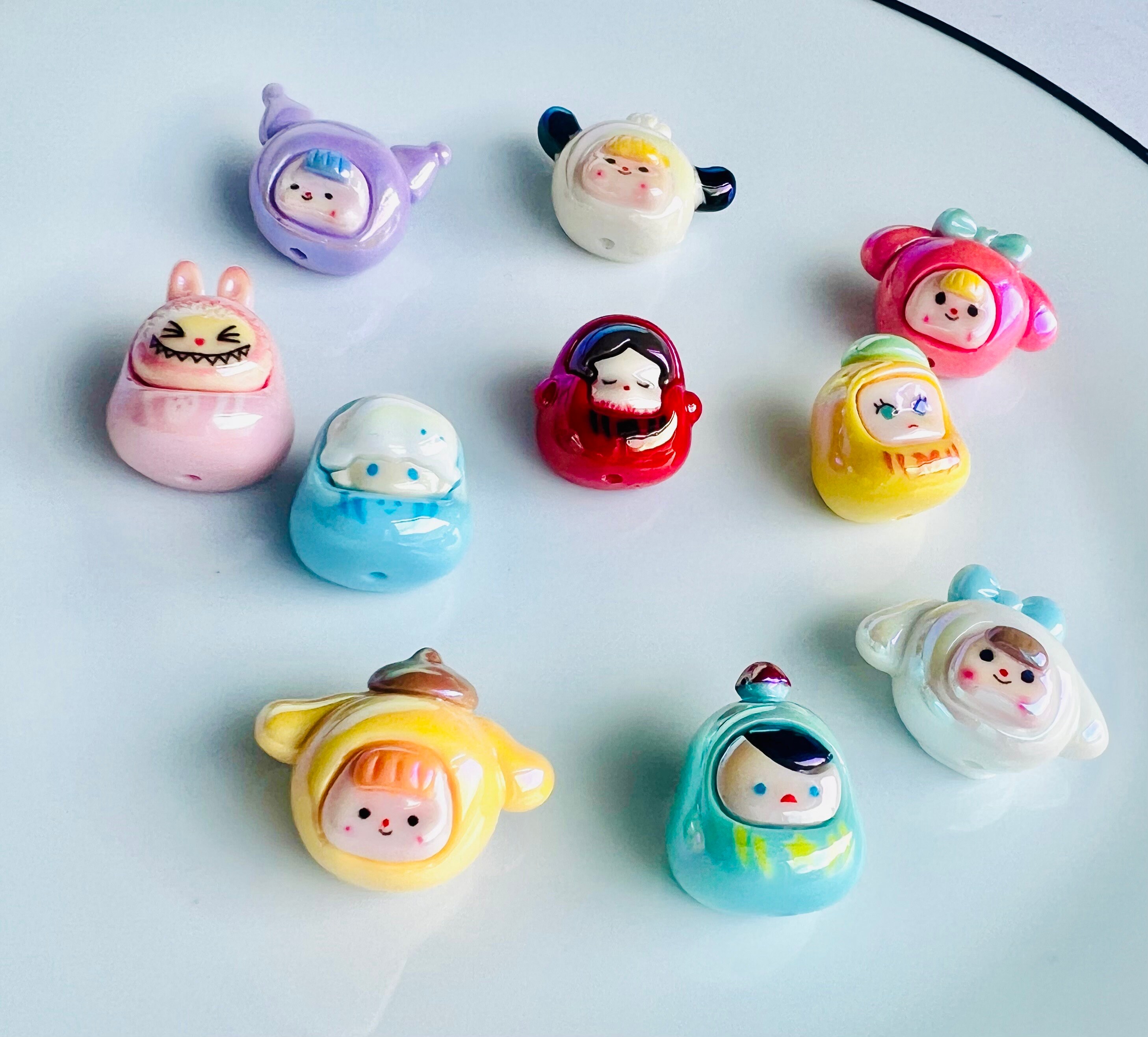 Skull Panda Beads, Iridescent Beads, Kawaii Beads, Phone Charm