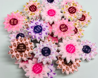 Silicone Bubu Bunny Flower Bad Word Focal Beads, Cartoon Beads, Beads for Pens, Badge Reel Beads, DIY Beads, Bulk Beads, Beads for Lanyard