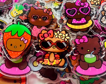 5 Piece Brown Hello Kitty Acrylics, DIY Acrylics, Decoden Supplies, Scrapbooking, Badge Reel, Bow Centers, Keychain Supplies, Kawaii Charms